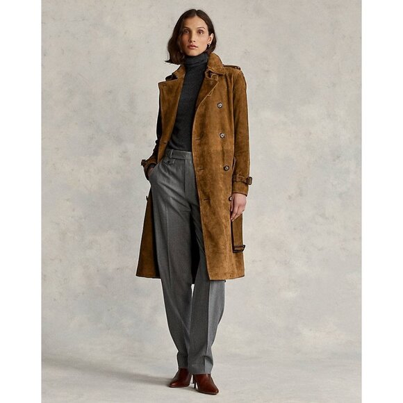 Polo Ralph Lauren Suede Trench Coat Women’s Size 6 - Picture 1 of 16